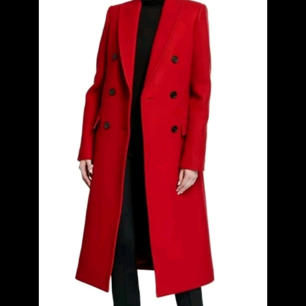 Helmut Lang Lava Double Breasted Coat Wool Melton Size 6